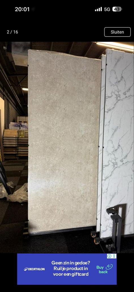 Akoestische wandpanelen PVC en hout, Doe-het-zelf en Verbouw, Tegels, Nieuw, Wandtegels, Overige materialen, 60 cm of meer, Minder dan 5 m²