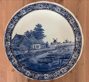 Vintage Delfts blauw wandbord, 39,5 cm