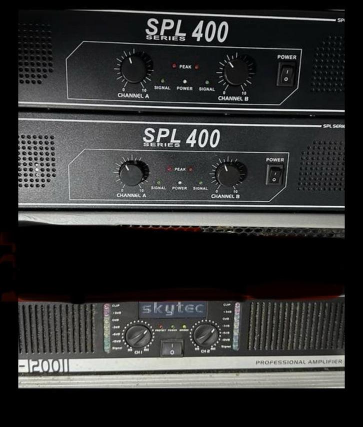 4 versterkkers. / en    Gatt speakers.     100 w   150 w, Muziek en Instrumenten, Versterkers | Keyboard, Monitor en PA, Zo goed als nieuw