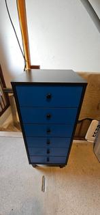 Blauwe ladekast met 6 lades, Ophalen, Overige materialen, Minder dan 50 cm, Gebruikt