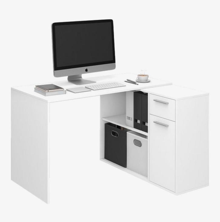 Modern Bureau met Opbergruimte - Wit, Huis en Inrichting, Bureaus, Zo goed als nieuw, Bureau, Ophalen