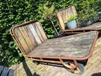 2 Vintage transportkarretjes, ligbedjes, plantenkar, Ophalen, Gebruikt