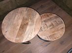 Mango houten salontafels (set van 2), Huis en Inrichting, Tafels | Bijzettafels, Ophalen, Minder dan 45 cm, Minder dan 55 cm, Rond