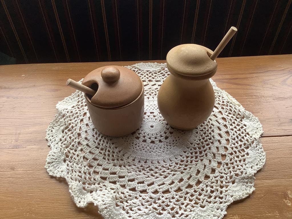 Vintage servies Vieux Gres mosterd,jam,honing,suiker potje, Antiek en Kunst, Ophalen of Verzenden