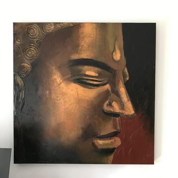 Schilderij Boeddha gezicht 100 x 100 cm beschikbaar voor biedingen