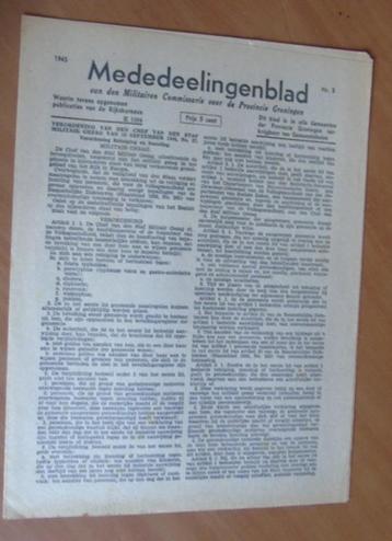 Mededeelingenblad militairen commissaris Groningen 1945 nr.5 beschikbaar voor biedingen
