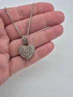 Zilveren Ketting met Hart Hanger, Gebruikt, Met strass, Verzenden, Zilver