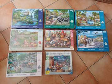 8 x Puzzels 500 stukjes XL House of Puzzels/ Ravensburger beschikbaar voor biedingen