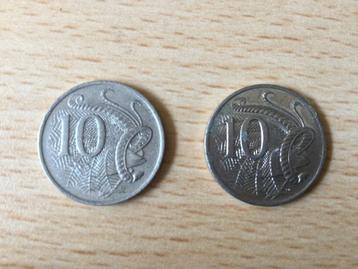 Munt 10 cent ( 2x) Australische dollarcent beschikbaar voor biedingen