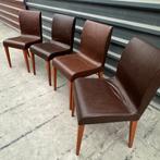 Set van 4 Luxe Design Stoelen – Calligaris – Italiaans Leder, Huis en Inrichting, Stoelen, Calligaris, Bruin, Mijnsherenweg, Ophalen of Verzenden