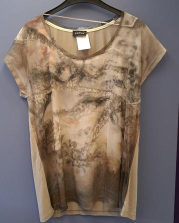 Taifun shirt grijs / ecru / bruin print gaas mt 40-42 41753 beschikbaar voor biedingen