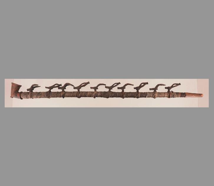 Traditionele Senufo pijp met 10 dierenfiguurtjes (251012-09), Antiek en Kunst, Kunst | Niet-Westerse kunst, Ophalen of Verzenden