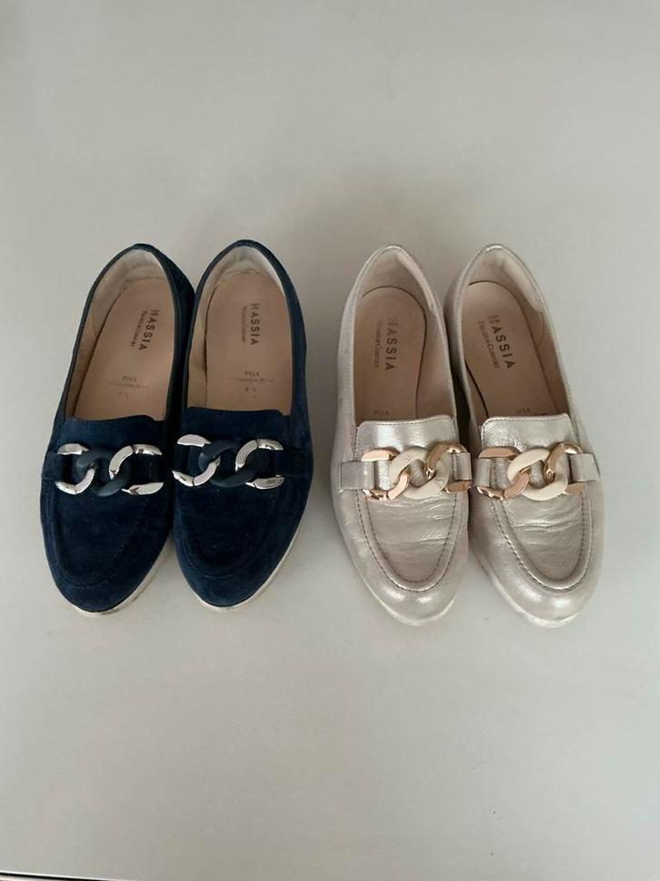 Hassia damesinstappers maat 61/2. 40, Kleding | Dames, Schoenen, Zo goed als nieuw, Instappers, Blauw, Ophalen of Verzenden