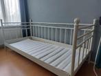 Stevig metalen bed 90 x 200 met poeder coating gebroken wit, Crème, 90 cm, Gebruikt, Eenpersoons