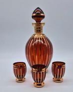 Boheemse Likeurset Amberkleurig Glas, 1940, Antiek en Kunst, Antiek | Glas en Kristal, Ophalen of Verzenden