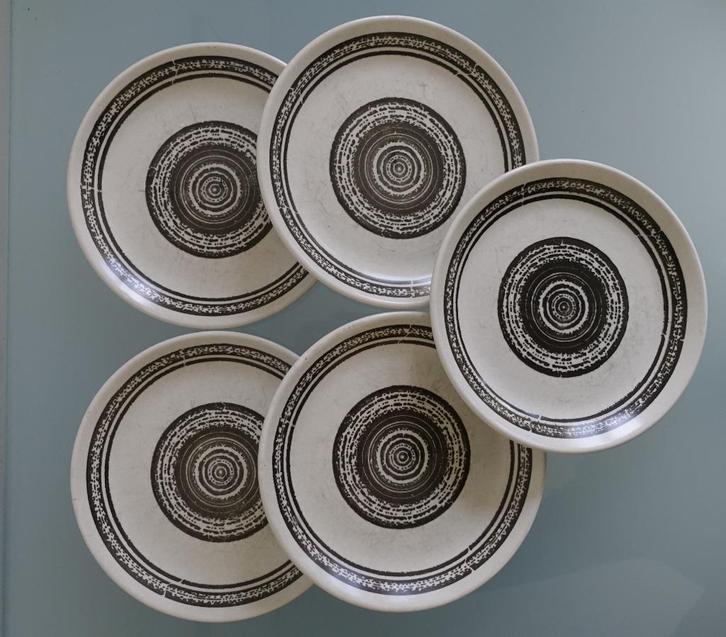 Vijf gebaksbordjes Biltons Staffordshire  -  retro, Huis en Inrichting, Keuken | Servies, Gebruikt, Overige typen, Overige stijlen