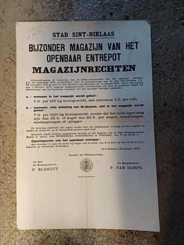 Oude Affiche Stad Sint-Niklaas 1972 beschikbaar voor biedingen