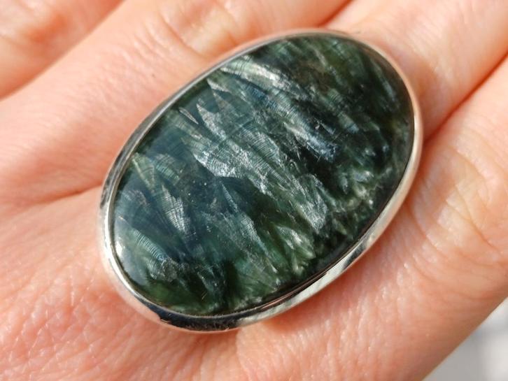 Vanoli Imposante 925 zilveren ring met serafiniet maat 20, Sieraden, Tassen en Uiterlijk, Ringen, Zo goed als nieuw, Dame, 20 of groter