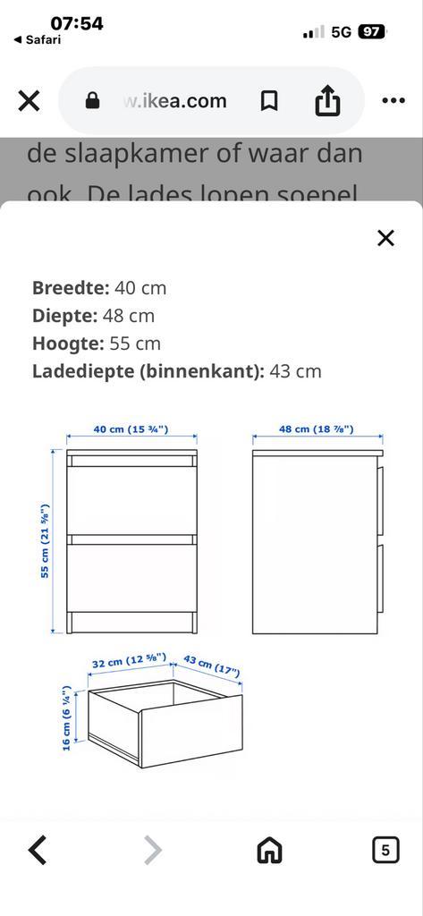 Gratis IKEA Malm nachtkastjes - wit, Huis en Inrichting, Slaapkamer | Nachtkastjes, Gebruikt, 55 tot 70 cm, Minder dan 45 cm, Hout