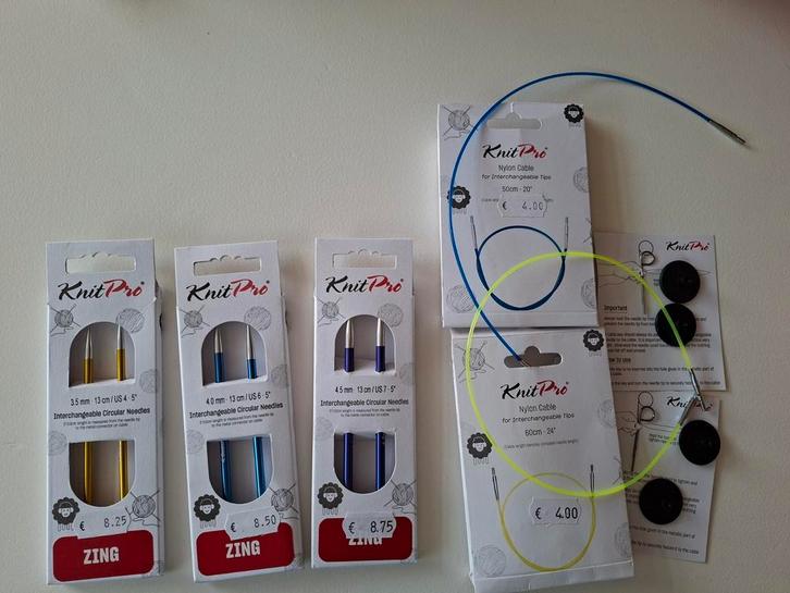 Knit pro Zing Interchangeable Circular needles 3st &2 kabel, Hobby en Vrije tijd, Breien en Haken, Nieuw, Breien, Ophalen of Verzenden