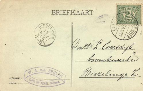 W.A. van Zeijlen, Burg op Texel - 03.1914 - briefkaart, Postzegels en Munten, Brieven en Enveloppen | Nederland, Briefkaart, Ophalen of Verzenden