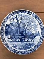 Delfts Blauw Wandbord Paard en Wagen Winter, Antiek en Kunst, Ophalen of Verzenden