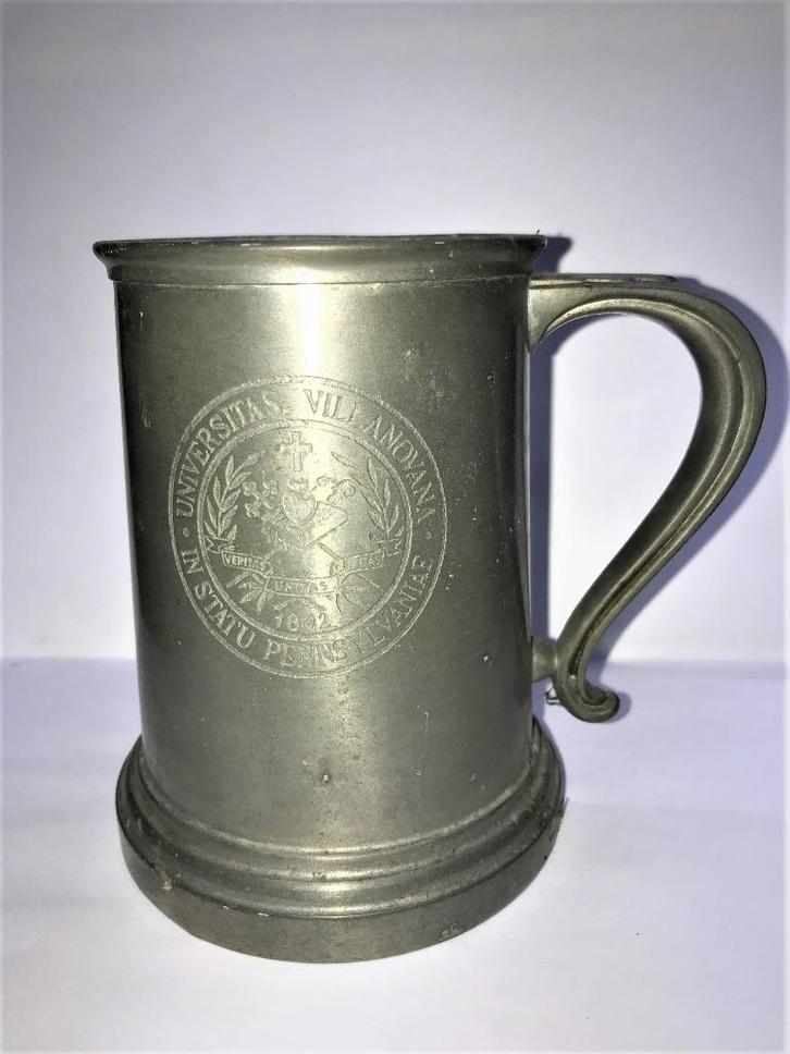 Zeldzame tinnen kroes / pul met glazen bodem, Antiek en Kunst, Antiek | Tin, Ophalen of Verzenden