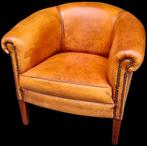 2x Chesterfield club fauteuil schapenleer + BEZORGING GRATIS, Schapenleren, Gebruikt, ., Ophalen of Verzenden