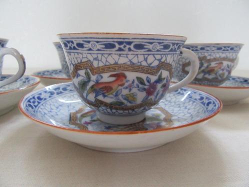 1900 kop en schotels Regout decor 601 paradijsvogel Mosa, Antiek en Kunst, Antiek | Servies los, Verzenden