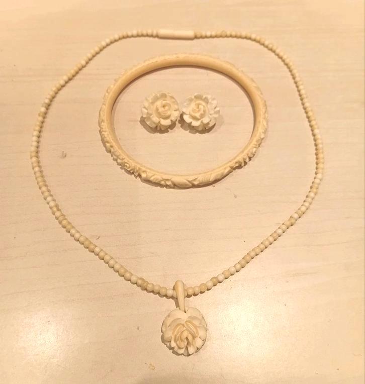 Art Deco Sieradenset: Ketting Hanger Armband & Oorbellen, Sieraden, Tassen en Uiterlijk, Antieke sieraden, Overige typen, Overige materialen