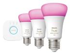 Philips Hue startset: 3x E27 Color + Bridge (t.w.v. 180€), Huis en Inrichting, Lampen | Losse lampen, Led-lamp, Soft of Flame