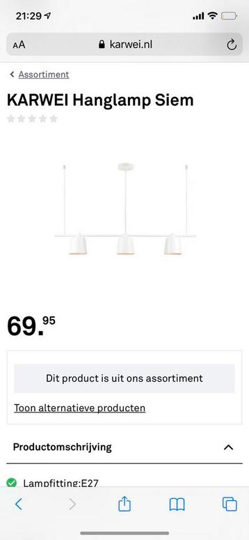 Hanglamp Siem karwei nieuw in doos  beschikbaar voor biedingen
