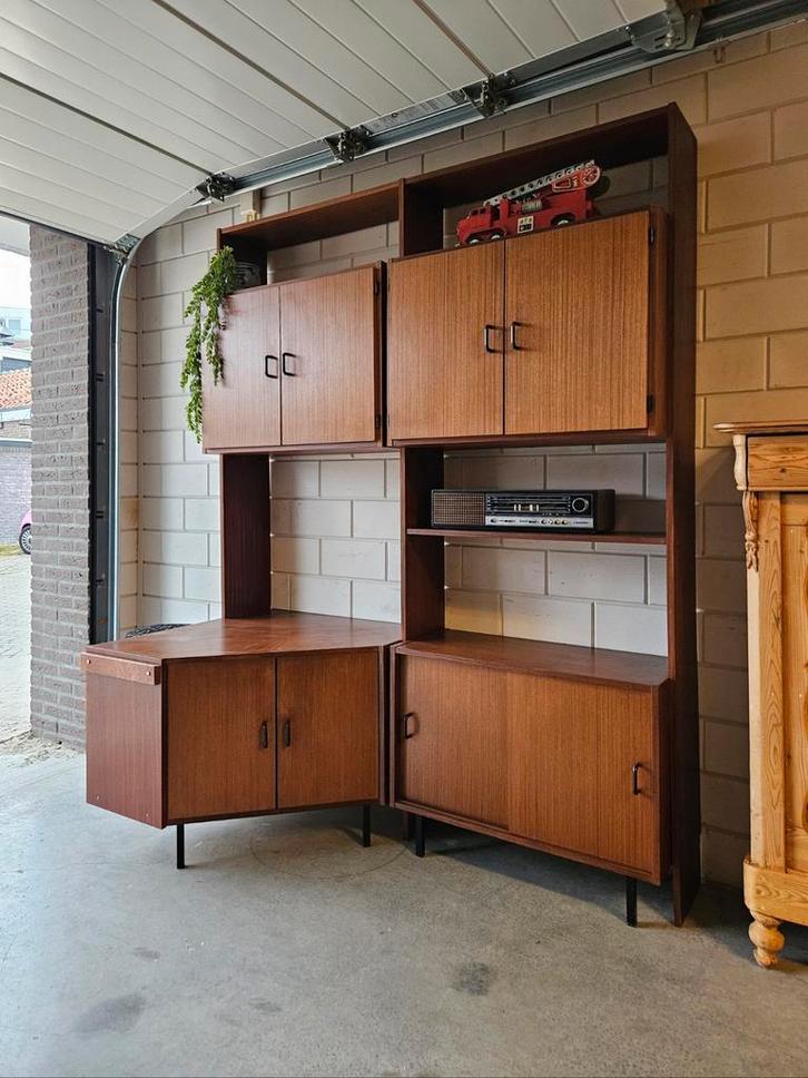 OPRUIMING Vintage modulaire teak wandkast Simpla Lux retro, Antiek en Kunst, Curiosa en Brocante, Ophalen of Verzenden