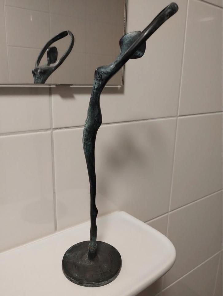 Bronzen ballerina in vijfde positie en haute, Antiek en Kunst, Antiek | Koper en Brons, Ophalen of Verzenden