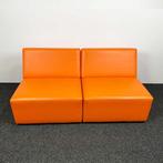 Ahrend Bank Oranje Leer - 80x80 cm, Ophalen, Gebruikt, 75 tot 100 cm, Leer