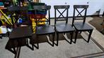 Set van 4 zwarte houten stoelen, Huis en Inrichting, Ophalen, Zwart
