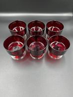 Set van 6 vintage Luminarc France glazen – Dieprood – Retro, Ophalen of Verzenden, Zo goed als nieuw, Overige typen