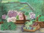 “Pastel Pose – Originele Krijttekening, lijst Goud/Zilver, Ophalen, Zo goed als nieuw, Schilderij, 50 tot 75 cm