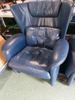 De Sede Blauwe leren fauteuil, Ophalen, Gebruikt, Klassiek, 75 tot 100 cm