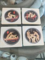 4 stuks vintage erotische bier glazen onderzetters, Verzamelen, Biermerken, Ophalen of Verzenden, Zo goed als nieuw, Overige typen