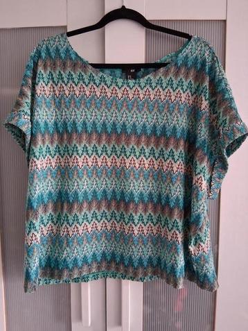 H&M top - aquablauw - missoni strepen - maat XL beschikbaar voor biedingen