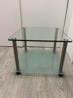 Bijzettafel van glas, Huis en Inrichting, Tafels | Bijzettafels, Glas, Rond, Gebruikt, 45 tot 60 cm