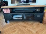 Tv meubel staal mangohout, Huis en Inrichting, Kasten | Televisiemeubels, Ophalen, 100 tot 150 cm, Zo goed als nieuw, Metaal