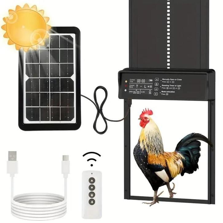 automatische Kippenhokdeur - tijd geschakeld - met solar, Dieren en Toebehoren, Pluimvee | Toebehoren, Kippenhok of Kippenren