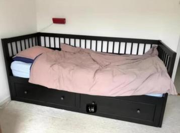 Ikea bedbank Hemnes uitschuifbed 80/160x200cm zwartbruin beschikbaar voor biedingen