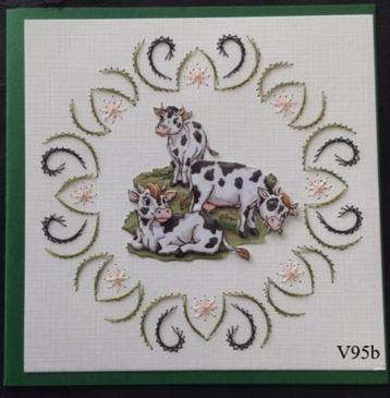 Geborduurde kaarten varken dolfijn tijger leeuw vlinder poes beschikbaar voor biedingen