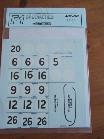 Lotus 25 conversion decals (F1 Specialties 1/20) beschikbaar voor biedingen