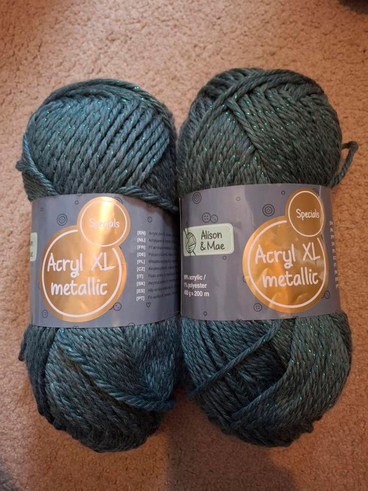 2 Bollen Alison & Mae Acryl XL Metallic Garen, Hobby en Vrije tijd, Breien en Haken, Nieuw, Breien of Haken, Wol of Garen, Ophalen of Verzenden