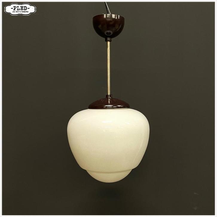 art deco opaline plafondlamp (middel groot) Bauhaus melkglas, Huis en Inrichting, Lampen | Plafondlampen, Gebruikt, Kunststof