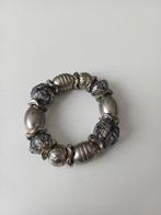 Elastiek Armband met Zilveren en Grijze Kralen, Ophalen, Zo goed als nieuw, Elastiek, Met bedels of kralen